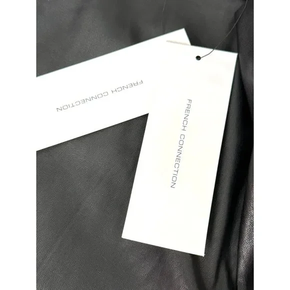 NWT French Connection Black Faux Leather Straight Leg Pants | Size 8 - Picture 7 of 9